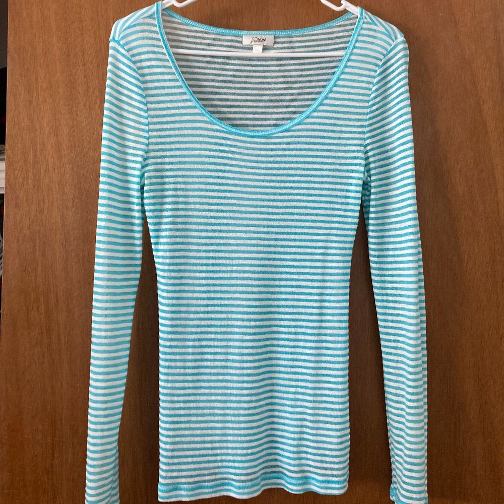 Gnome -teal blue striped top - size L
